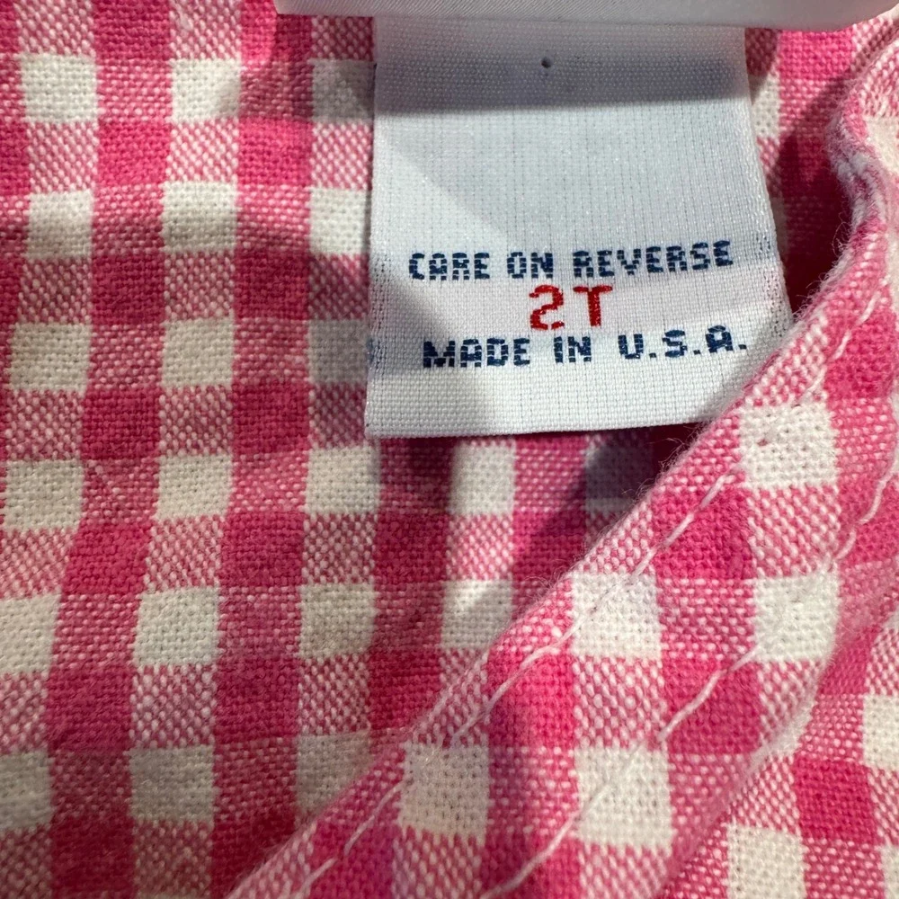 Vintage OshKosh‎ Pink White Gingham Sleeveless Dress Jumper 2T Made in USA
